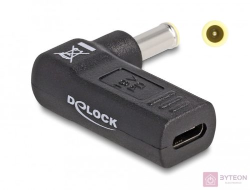 Delock Laptop töltőkábel adapter USB Type-C anya - Samsung 5,5 x 3,0 mm apa 90 fokban hajlított