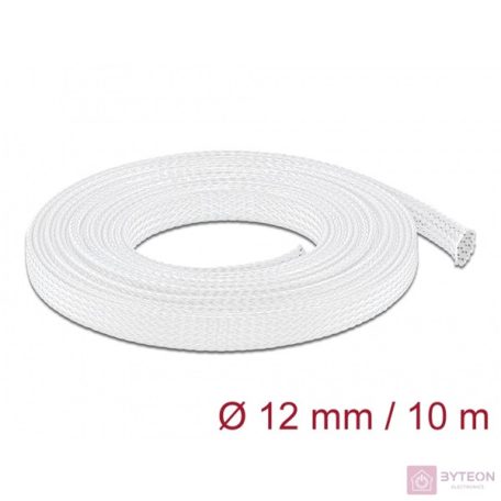 Delock Fonott kábelharisnya nyújtható 10 m x 12 mm fehér