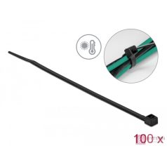   Delock Kábelkötöző ellenáll a forró hőmérsékletnek hossza 150 x szélessége 3,6 mm, 100 db. Fekete