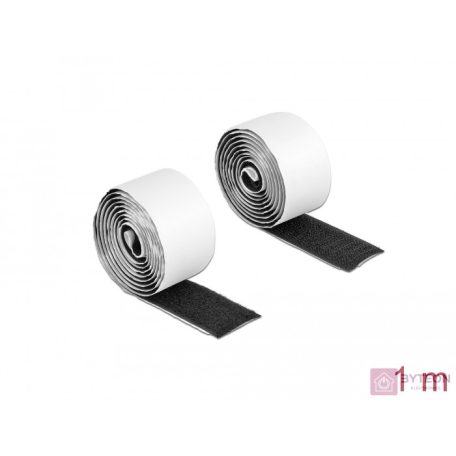 Delock Velcro öntapadó tépőzáras szalag-szett, H 1 m és Sz 25 mm fekete