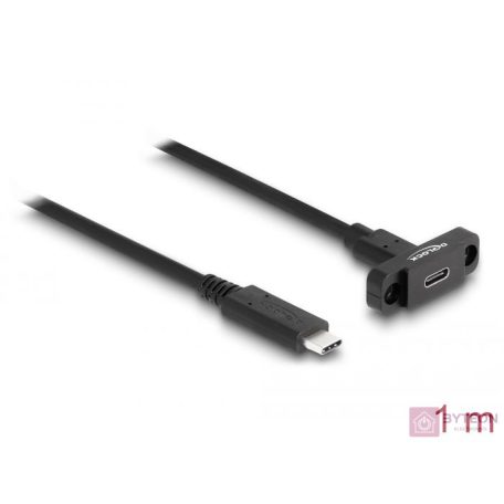 Delock SuperSpeed USB 10 Gbps (USB 3.2 Gen 2) USB Type-C kábel apa-anya 1 m panel-csatlakozójú fekete