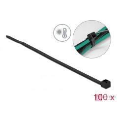   Delock Kábelkötöző ellenáll a forró hőmérsékletnek hossza 100 x szélessége 2,5 mm, 100 db. Fekete