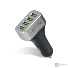 Forever Autós gyorstölto 4x USB, 30 W, fekete