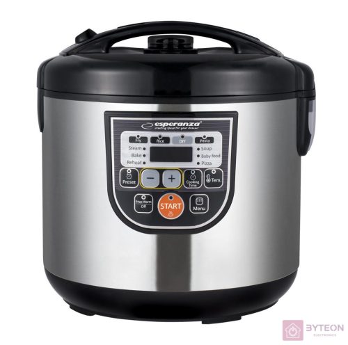 Esperanza Mate Steam multifunkciós fozoedény, 860 W,fekete-ezüst