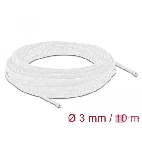 Delock Fonott kábelharisnya nyújtható 10 m x 3 mm fehér
