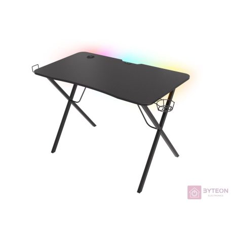 Genesis Holm 200 Gamer asztal RGB világítással, fekete