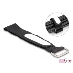   Delock Tépőzáras kábelkötegelő horoggal és feliratozható felülettel Hx 203 mm és Sz 20 mm 5 db. fekete