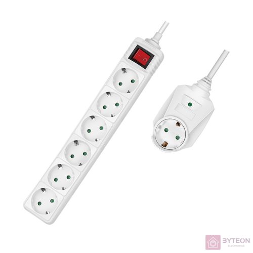 Logilink Aljzat 7-es + kapcsoló, 6x CEE 7/3 + 1 átmenő csatlakozó, 2 m