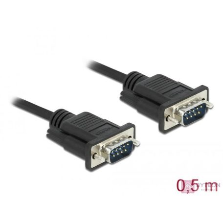 Delock Sub-D9-es, RS-232 soros kábel, apa-apa, 0,5 m