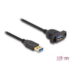   Delock SuperSpeed USB 5 Gbps (USB 3.2 Gen 1) A-típusú USB kábel apa-anya 1 m panel-csatlakozójú fekete