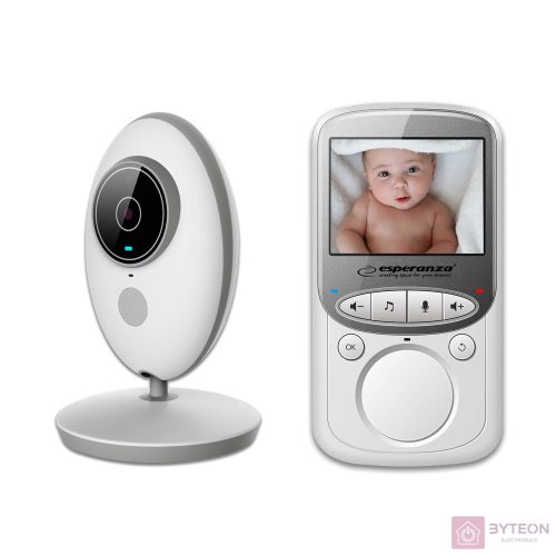 Esperanza Juan Baby Monitor 2,4‘ LCD kijelzovel, fehér-szürke