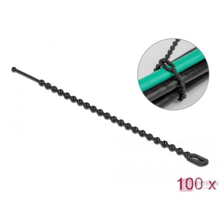 Delock Újrahasználható kötöző Hx 100 x Sz 2,4 mm 100 db. Fekete