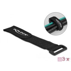   Delock Befűzős kábelkötegelő tépőzárral hossza 280 mm, szélessége 38 mm, 3 db. Fekete