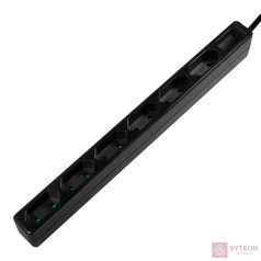 Logilink Aljzat 6-os, 6x CEE 7/3, vékony, 1,5 m, fekete