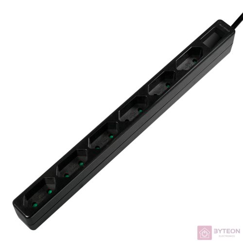 Logilink Aljzat 6-os, 6x CEE 7/3, vékony, 1,5 m, fekete