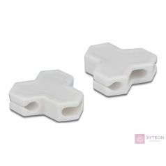   Delock Kábeltartó öntapadó 3 átvezetővel (1 db lapos kábel és 2 db kerek kábel) 2 db fehér