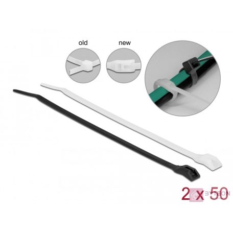Delock Kábelkötegelő lapos fejrésszel hossza 150 mm szélessége 3,6 mm, 100 db.