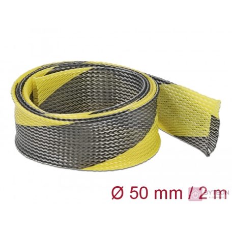 Delock Fonott kábelharisnya nyújtható 2 m x 50 mm fekete-sárga