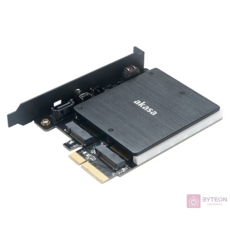 SSD beépítő keret Akasa M.2 PCIe és M.2 SATA SSD adapter RGB LED