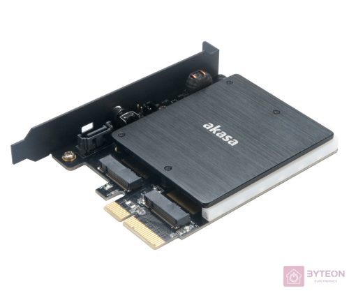 SSD beépítő keret Akasa M.2 PCIe és M.2 SATA SSD adapter RGB LED