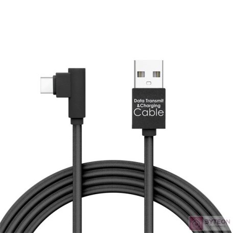 Kábel USB Összekötő Delight USB 2.0 A (Male) - 2.0 Type-C (Male) 2m Fekete 90fok