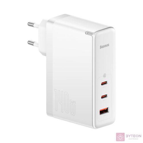 Baseus GaN5 Pro Gyorstöltő, 2xUSB-C + USB, 140W (fehér)