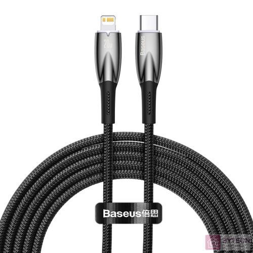 Baseus Glimmer USB-C - Lightning töltőkábel, 20W, 2m (fekete)