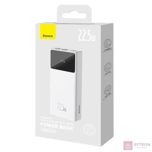 Powerbank Baseus Star-Lord 20000mAh, 2xUSB, USB-C, 22.5W (white)