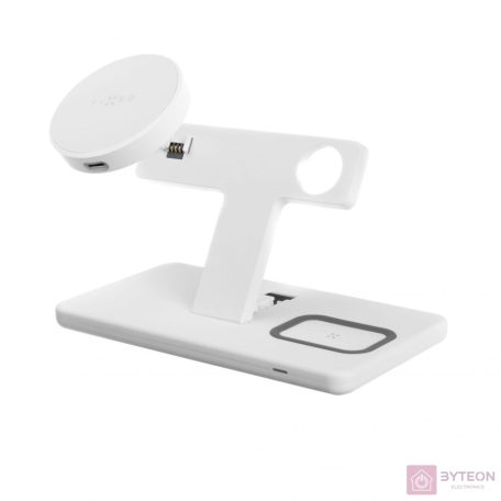 FIXED MagPowerstation vezetéknélküli töltő MagSafe támogatással, Apple iPhone/Watch/Airpods, fehér