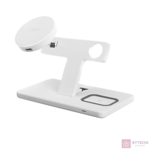 FIXED MagPowerstation vezetéknélküli töltő MagSafe támogatással, Apple iPhone/Watch/Airpods, fehér