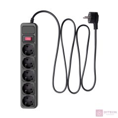  Akyga AK-SP-06B Túlfeszültségvédő Kapcsolóval 5DIN 3m Black