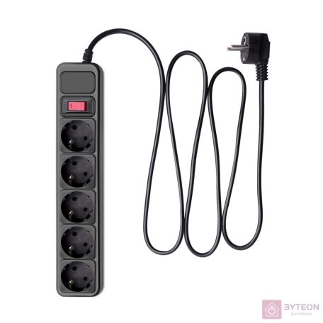Akyga AK-SP-06B Túlfeszültségvédő Kapcsolóval 5DIN 3m Black