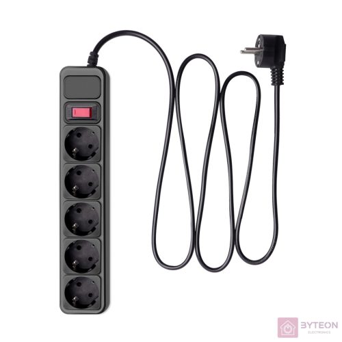 Akyga AK-SP-06B Túlfeszültségvédő Kapcsolóval 5DIN 3m Black