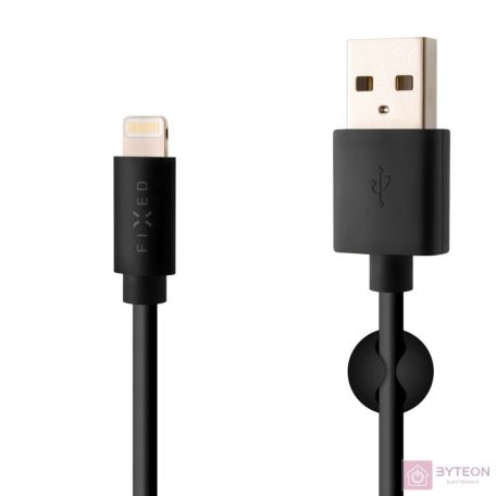 FIXED Data and charging cable with USB/Lightning connectors, 1 meter, MFI certified, 20W Fekete