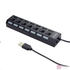   Gembird UHB-U2P7-03 USB 2.0 powered 7-port hub with switches Black