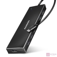 AXAGON HUE-F7C SuperSpeed USB-C FLAT CHARGING HUB Black