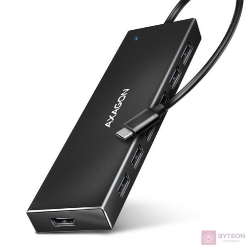 AXAGON HUE-F7C SuperSpeed USB-C FLAT CHARGING HUB Black