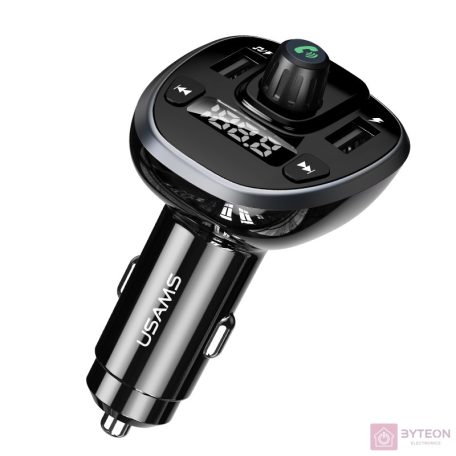 Usams C21 Dual USB 3.4A Digital Display Wireless FM Car Charger Black