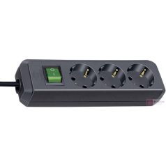   SOCKET STRIP WITH SWITCH 3-WAY BLACK ECO-LINE 15M PROTECTIVE CO