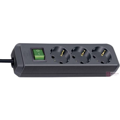 SOCKET STRIP WITH SWITCH 3-WAY BLACK ECO-LINE 15M PROTECTIVE CO