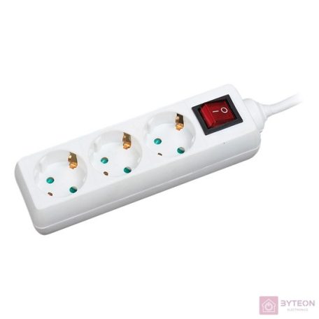 Elosztó Logilink 3 aljzat (1.4m, Kapcs.) - Fehér