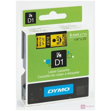 DYMO címke LM D1 alap 6mm fekete betű / sárga alap