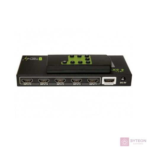 Techly 020713 HDMI Switch távirányítóval (5 PC - 1 Kijelző)
