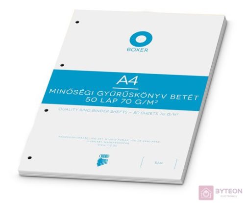 Boxer Gyűrűs könyv betétlap A5 - Négyzetrácsos (50db)