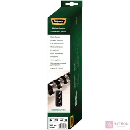 Fellowes 14mm műanyag spirál 81-100 laphoz - Fekete (25 db)