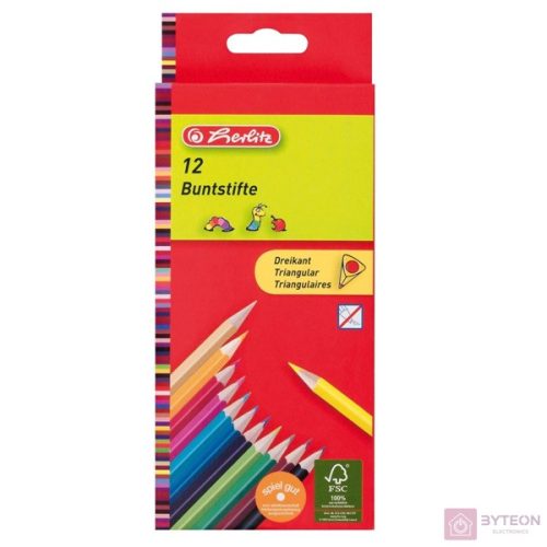 Herlitz 10412021 Háromszögletű színes ceruzák (12db/csomag)