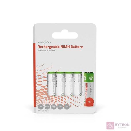 Nedis AA 2600 mAh NiMH újratölthető elem (4db / Buborékfólia)
