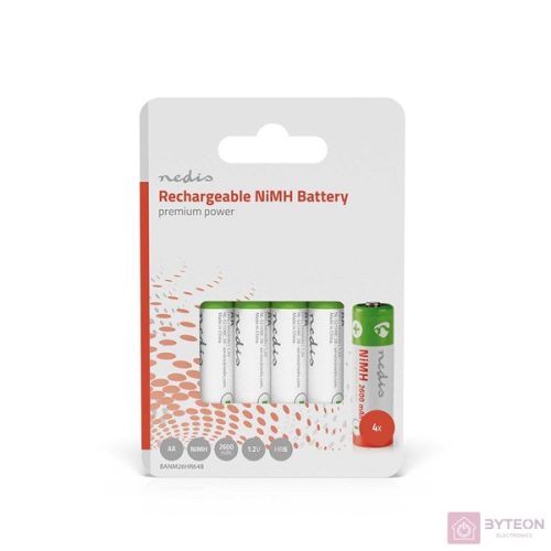Nedis AA 2600 mAh NiMH újratölthető elem (4db / Buborékfólia)