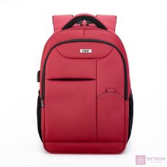  TOO 15.6" Lopásbiztos/USB portos notebook hátizsák - Piros