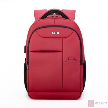 TOO 15.6" Lopásbiztos/USB portos notebook hátizsák - Piros